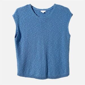 PureJill Blue Textured Knit Pull-Over Sweater Vest Tank Top Crewneck Sleeveless